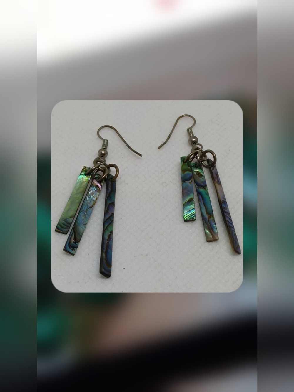 Artisan Abalone 3 Shell Dangle Earrings